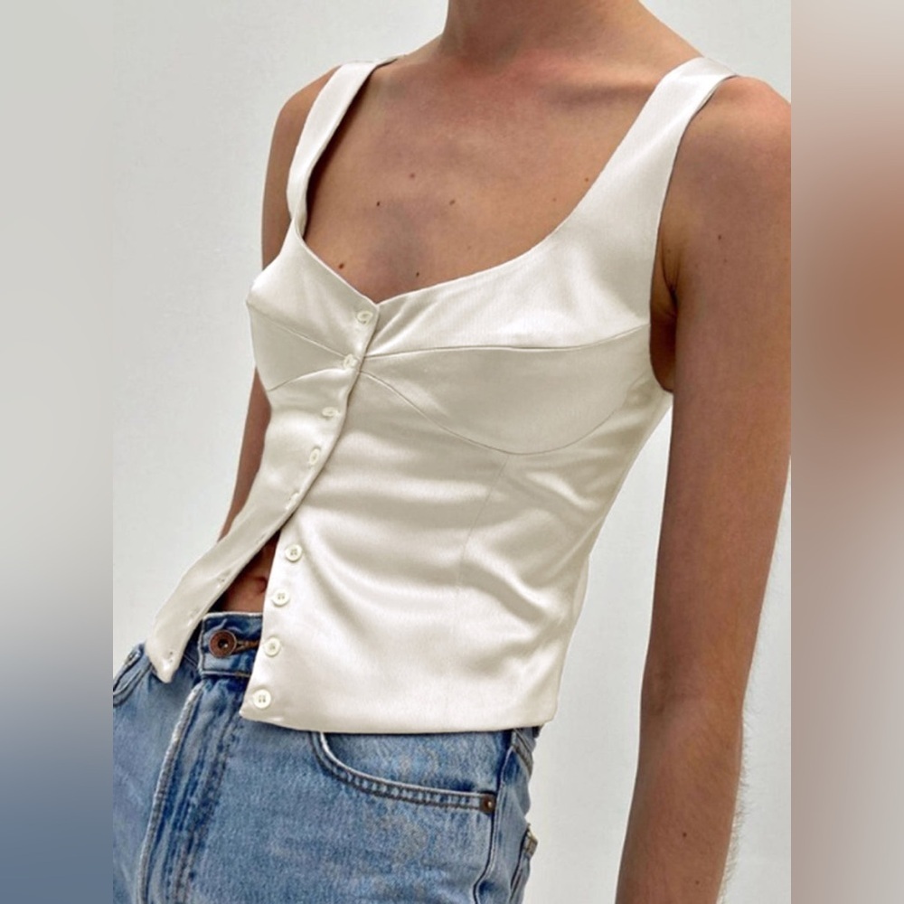 Commense Casual Button-Front Strappy Top - Picture 4 of 4